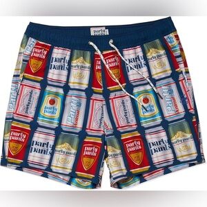 Party Pants men’s “Pour Choices” print 5.5” inseam lined shorts. Size XL.